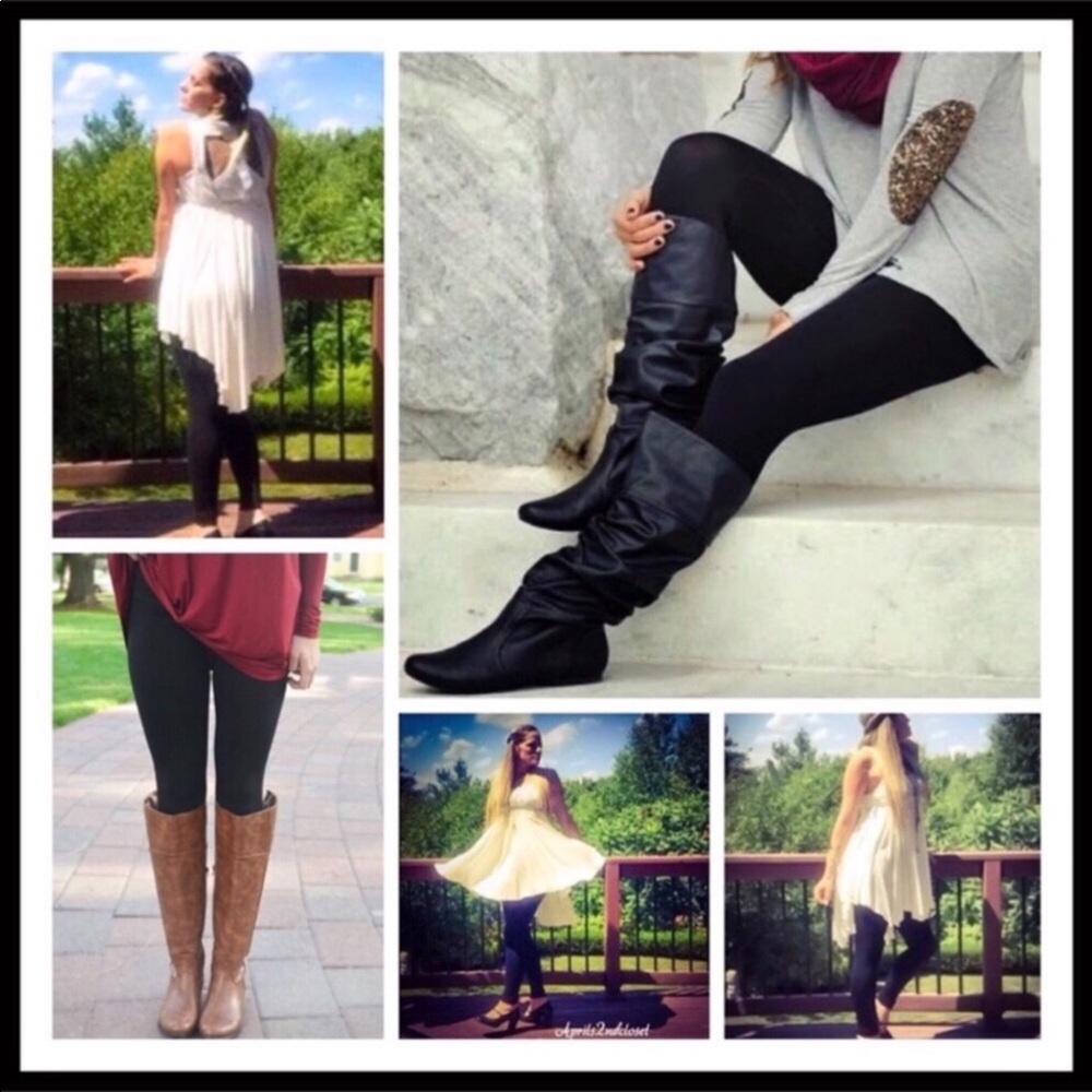 BLACK FLEECE LINED LEGGINGS 2 PAIRS A2C - Picture 9 of 16